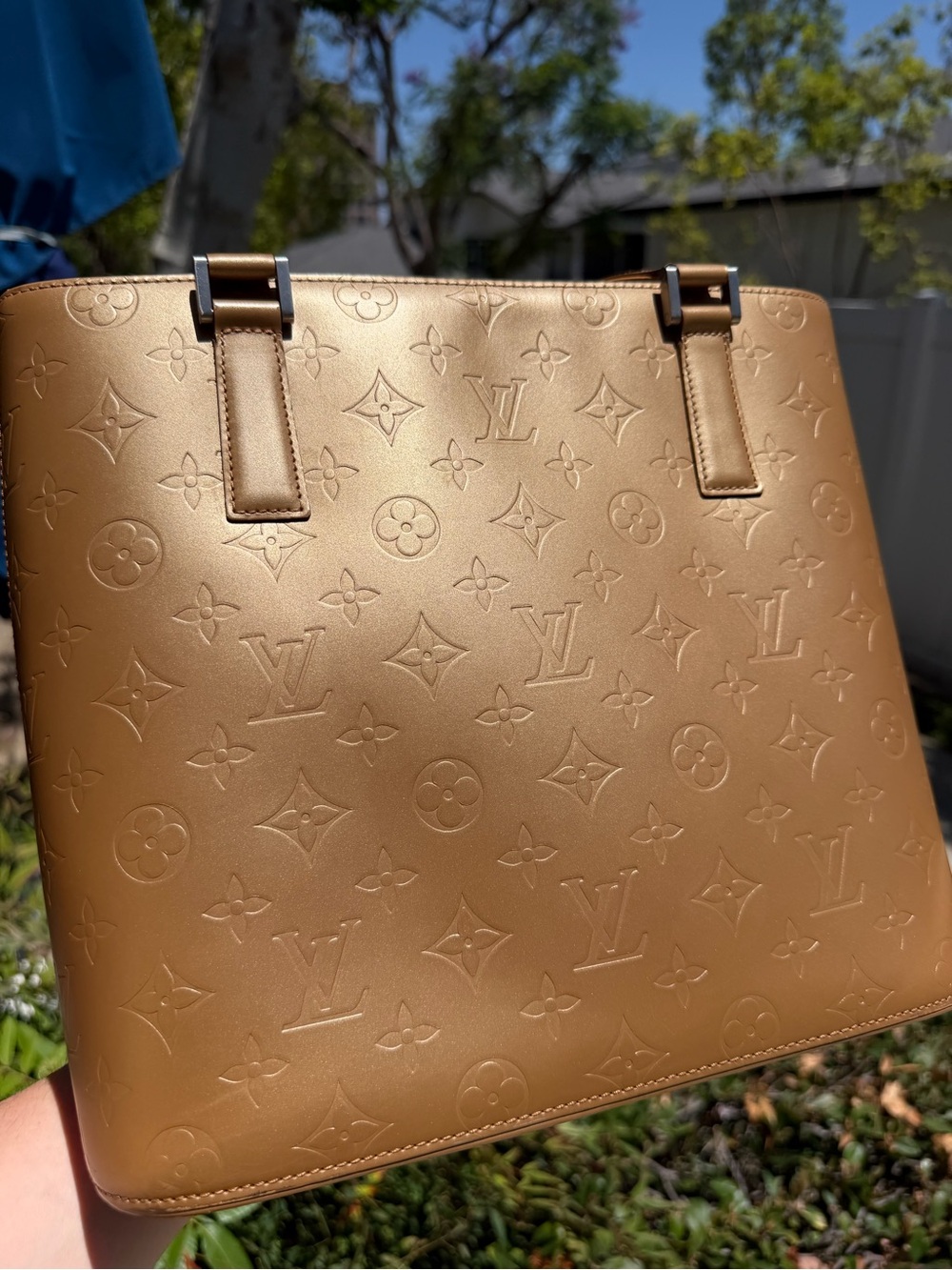 Louis Vuitton Monogram Mat Stockton Tote Bronze Leather Shoulder Bag CA0093 COA